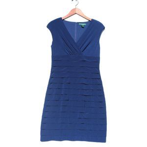 NWOT LAUREN Ralph Lauren Women’s Blue Tiered Knit Sheath Dress Size 6